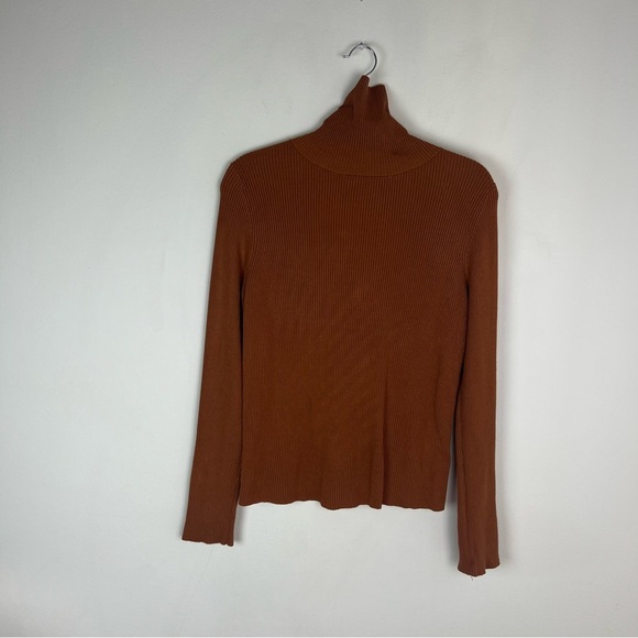 Anthropologie Maeve Terracotta Ribbed Turtleneck Sweater Size L - Picture 2 of 6